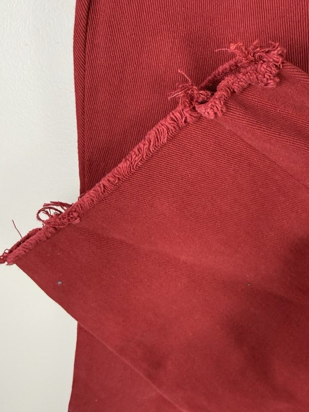 mnml Burgundy Twill Slim Flare Pants Mens 38 Raw Hem Streetwear Red Denim - Picture 3 of 7